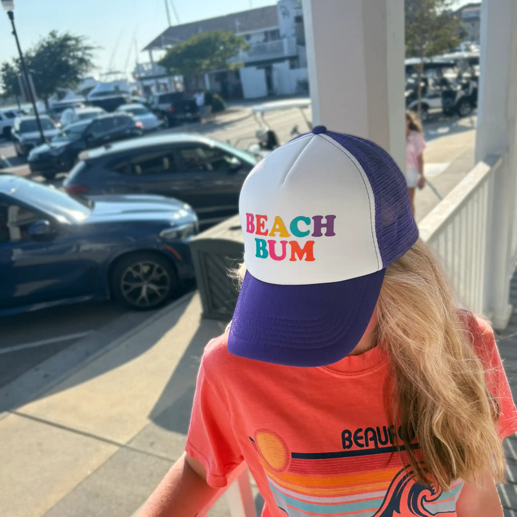 Beach Bum Foam Adult Trucker Hat, worn by a model