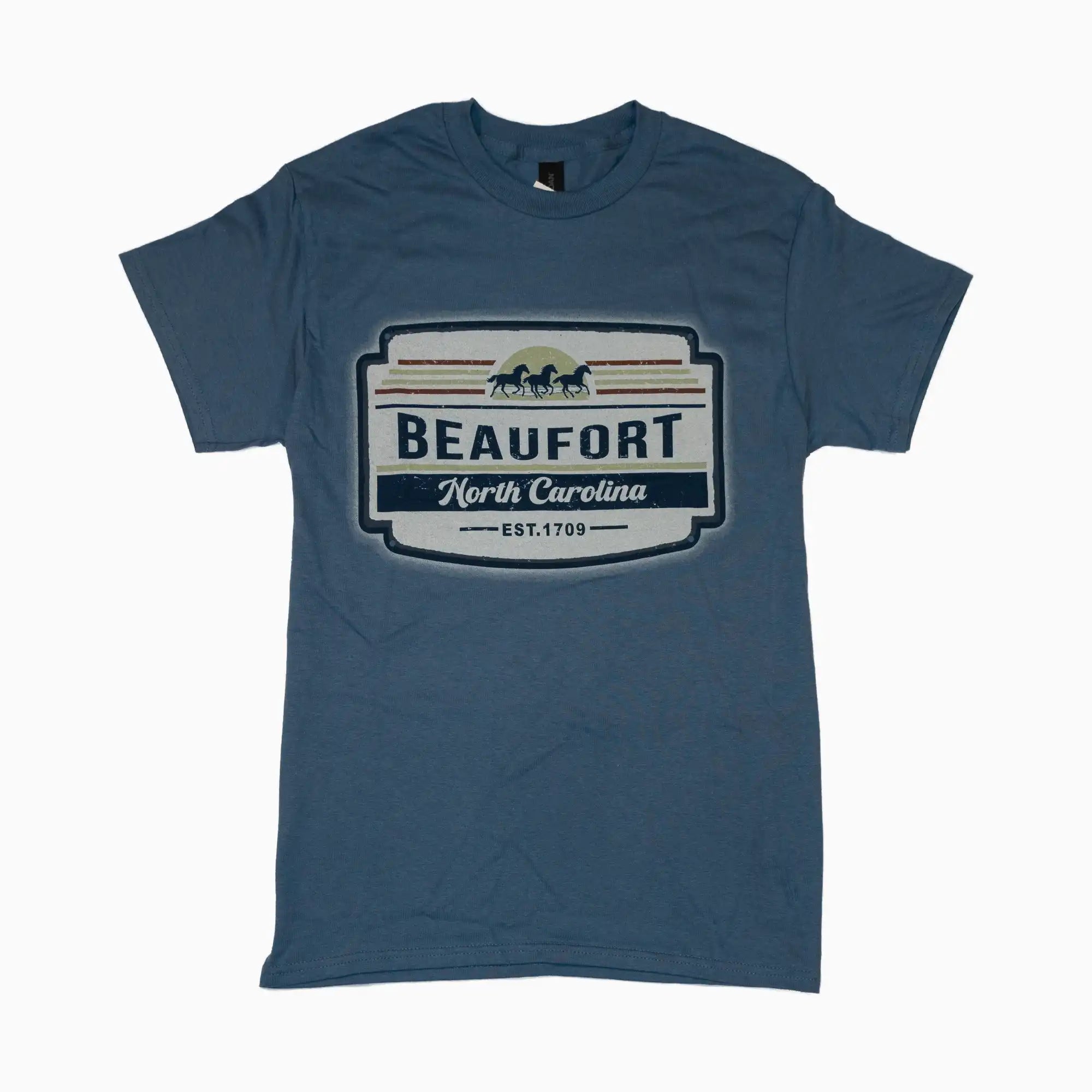 Beaufort NC Horses Vintage Sign Adult Tee