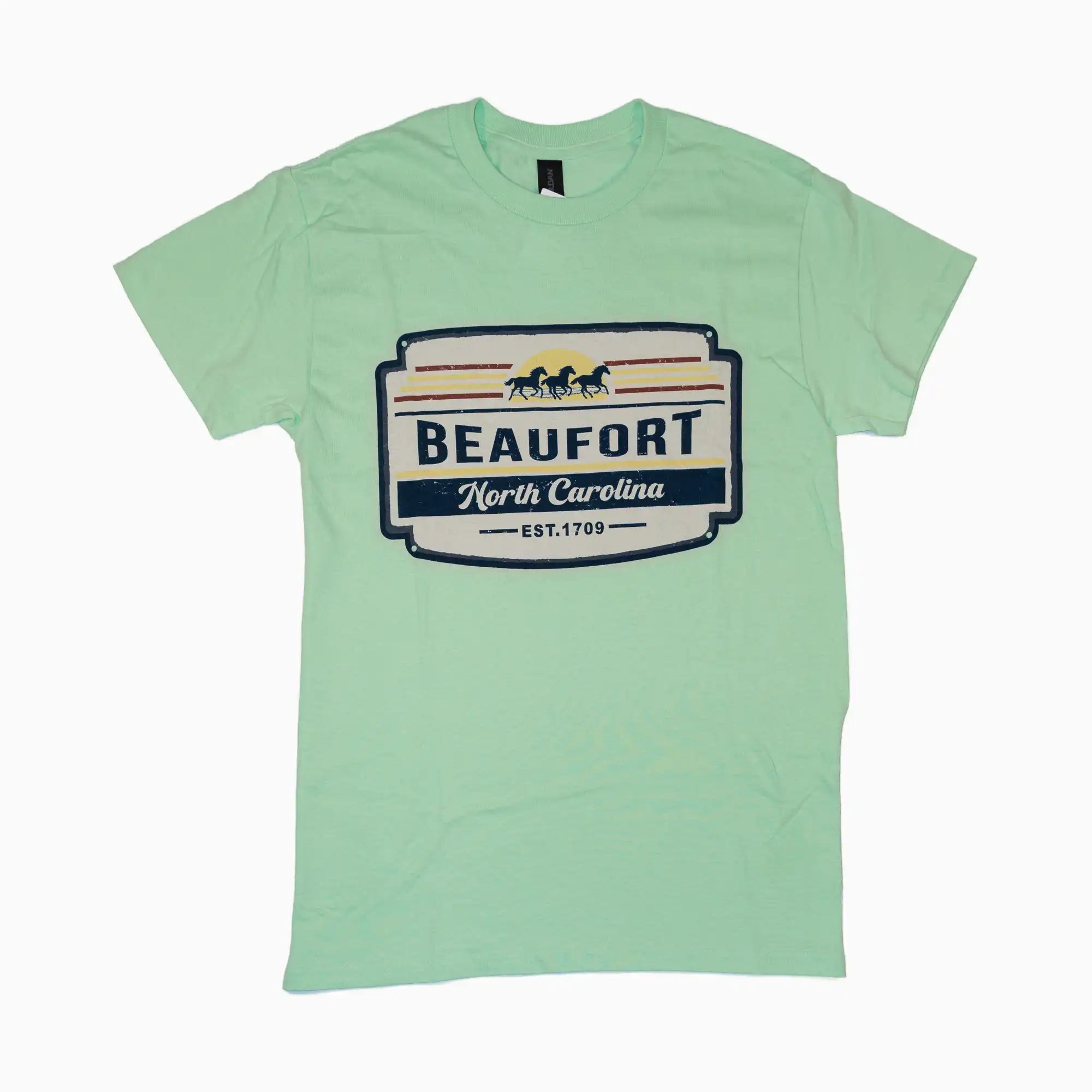 Beaufort NC Horses Vintage Sign Adult Tee