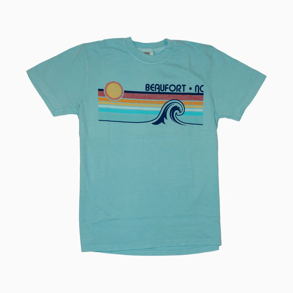 Beaufort NC Retro Wave T-Shirt in Chalky Mint