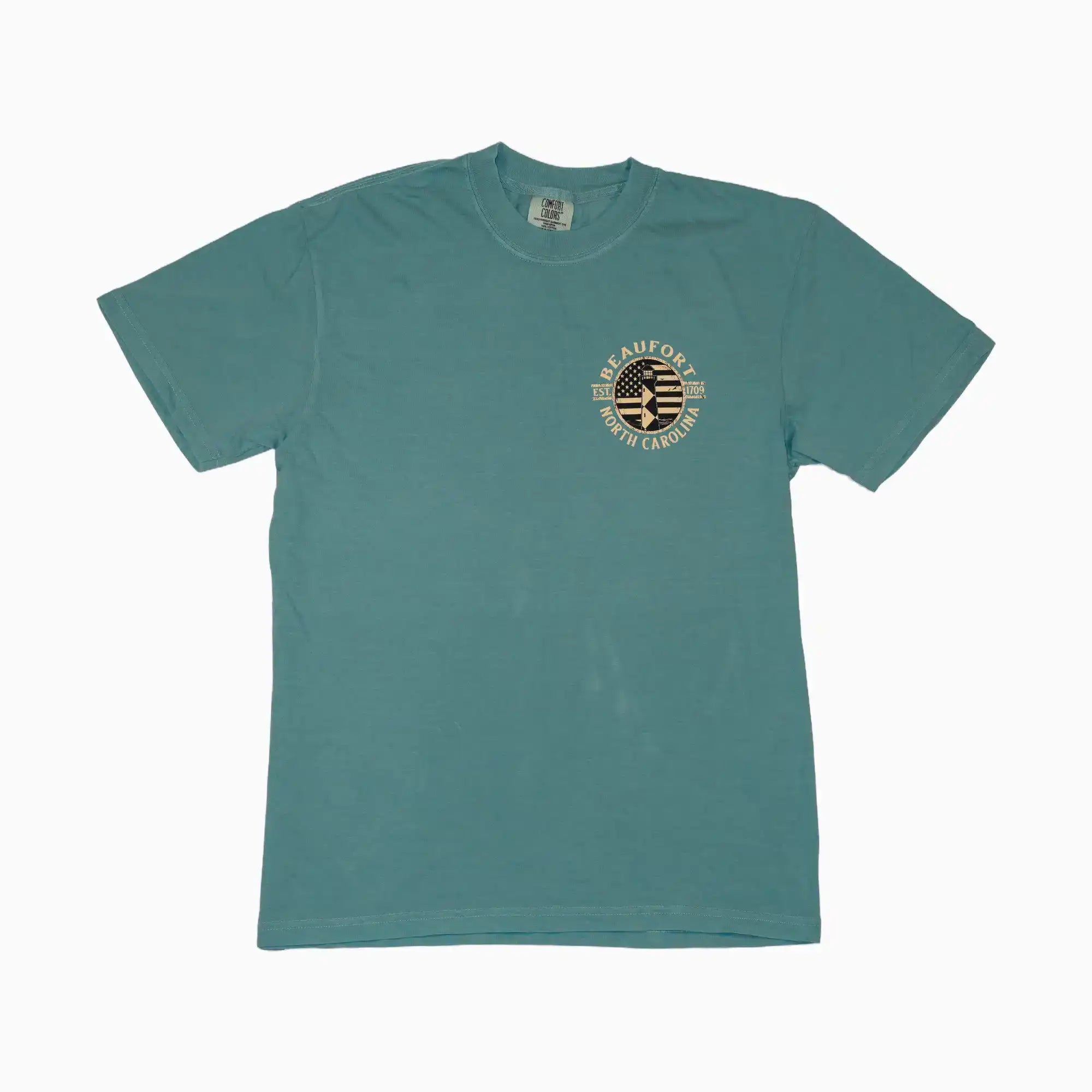 Beaufort North Carolina Cape Lookout American Flag Adult T-Shirt