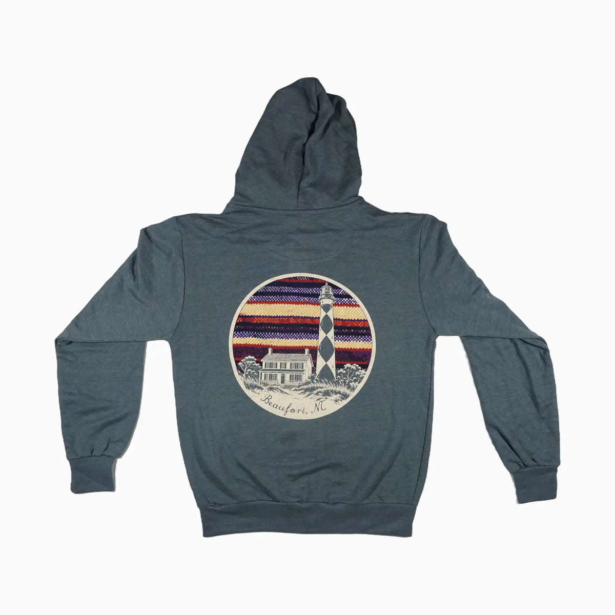 Beaufort, NC Cape Lookout Lighthouse Nordic Knit Medallion Full Zip Hoodie