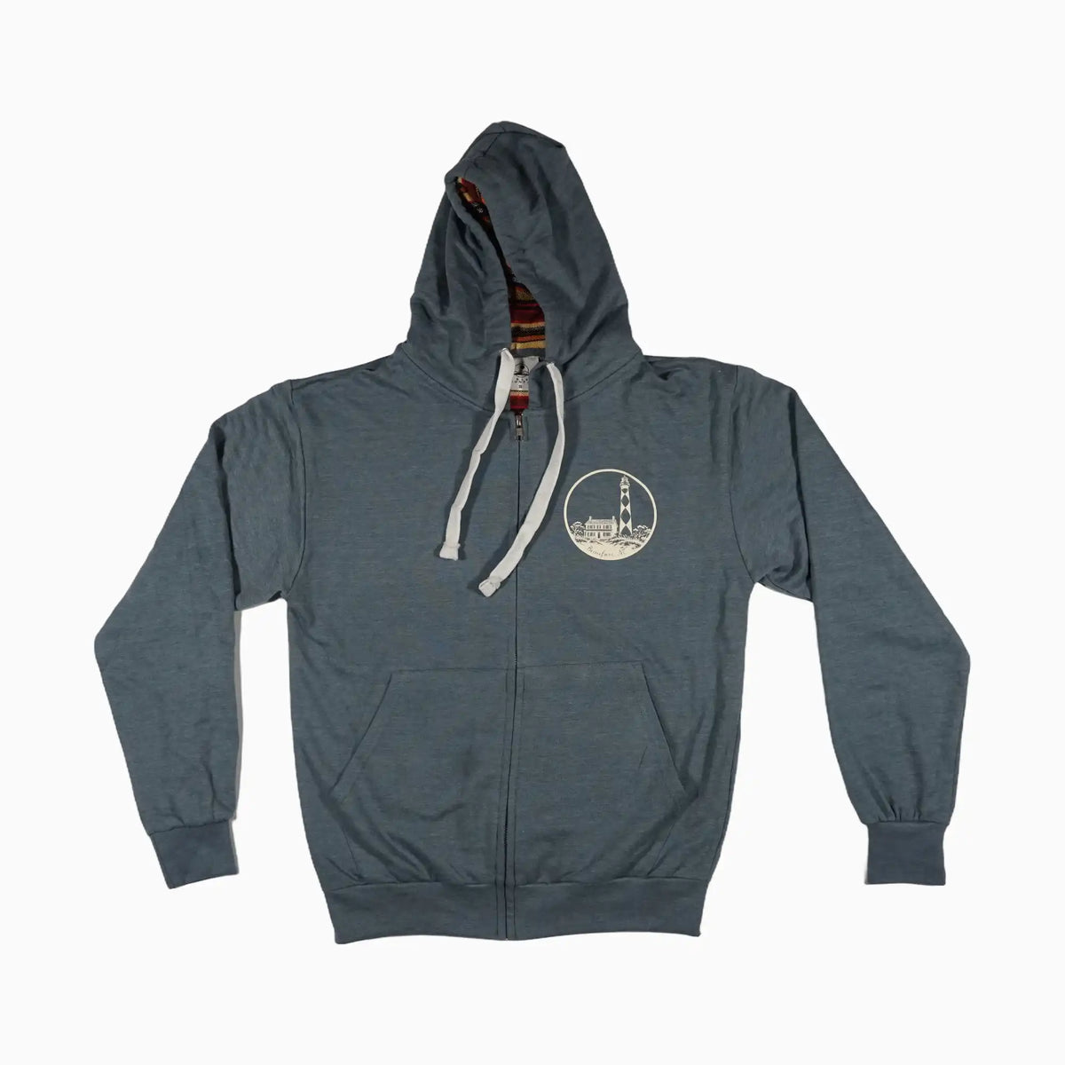 Beaufort, NC Cape Lookout Lighthouse Nordic Knit Medallion Full Zip Hoodie