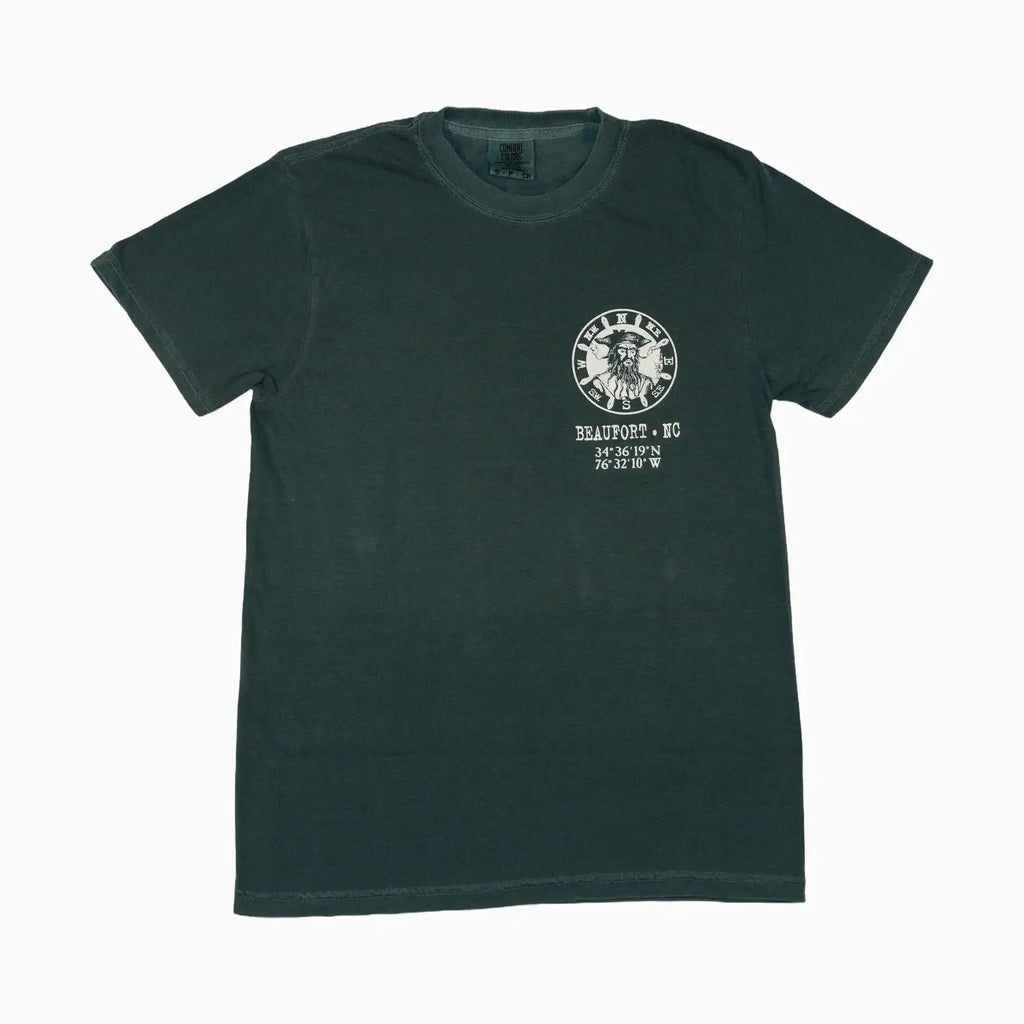 Blackbeard Compass Short Sleeve Adult Tee in Blue Spruce, front view