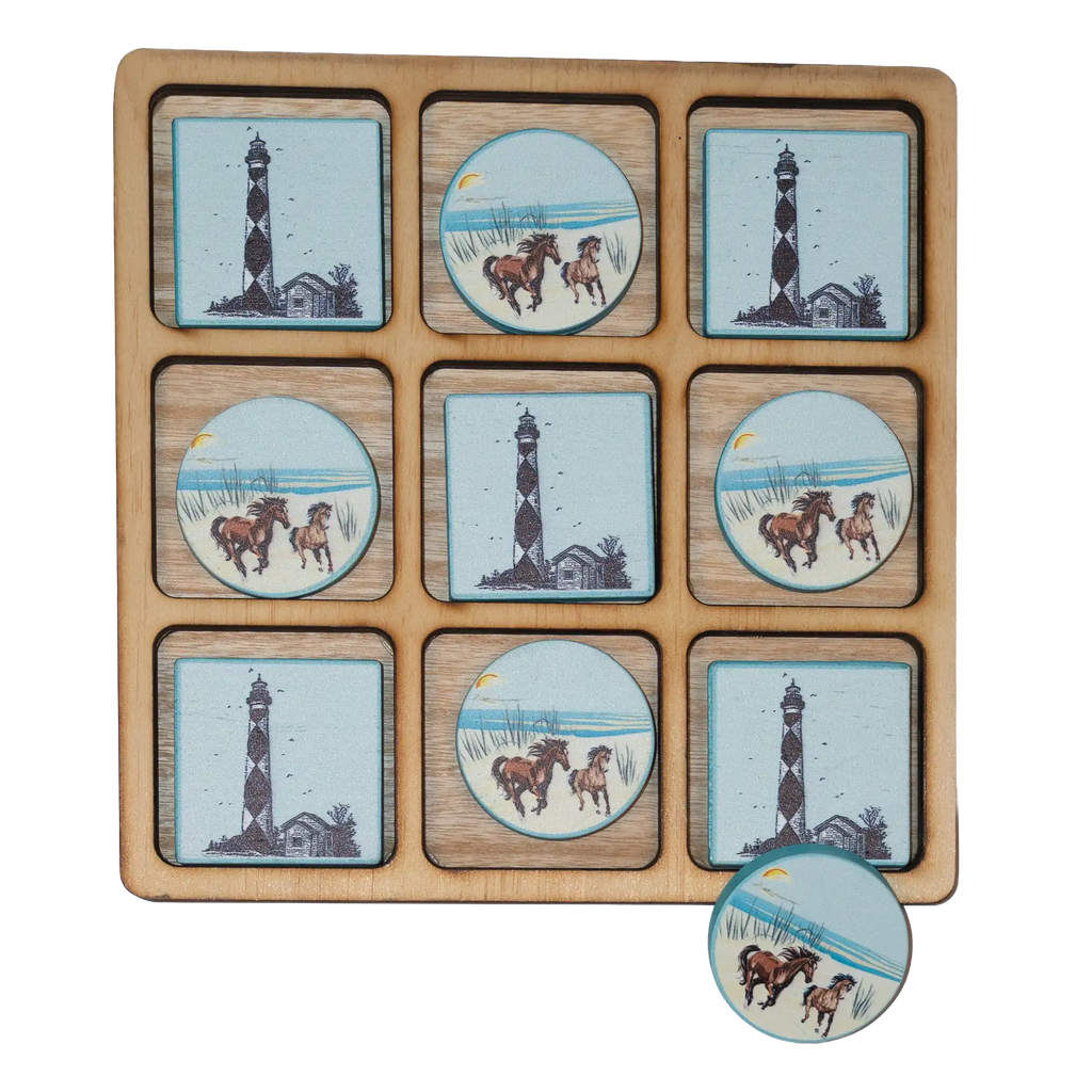 Cape Lookout Lighthouse and Wild Horses Tic-Tac-Toe Set