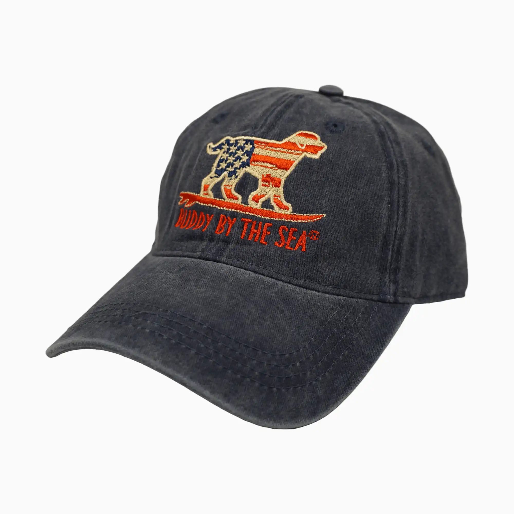 Buddy By The Sea American Flag 100% Cotton Adult Hat