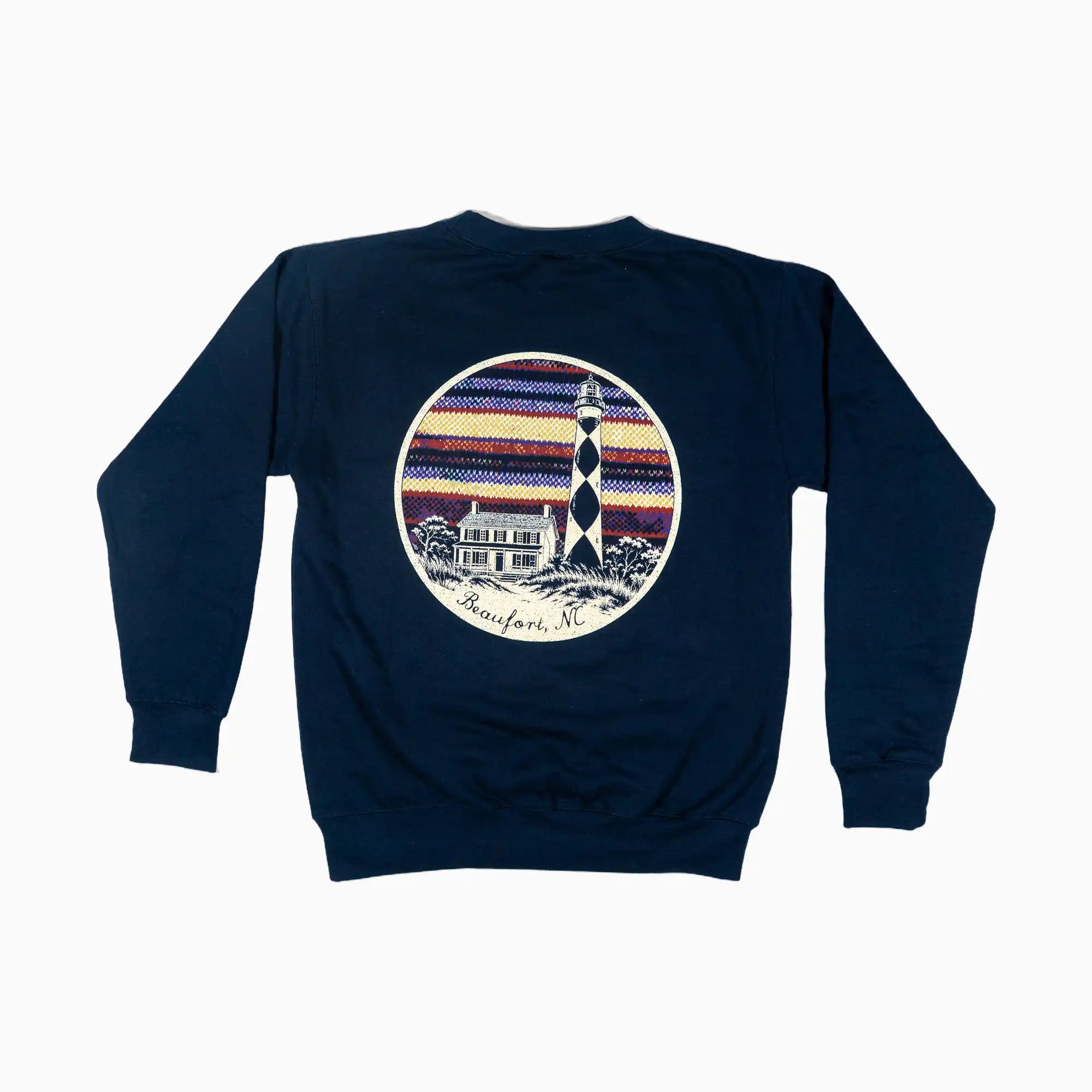 Beaufort, NC Cape Lookout Lighthouse Nordic Knit Medallion Crew Sweatshirt