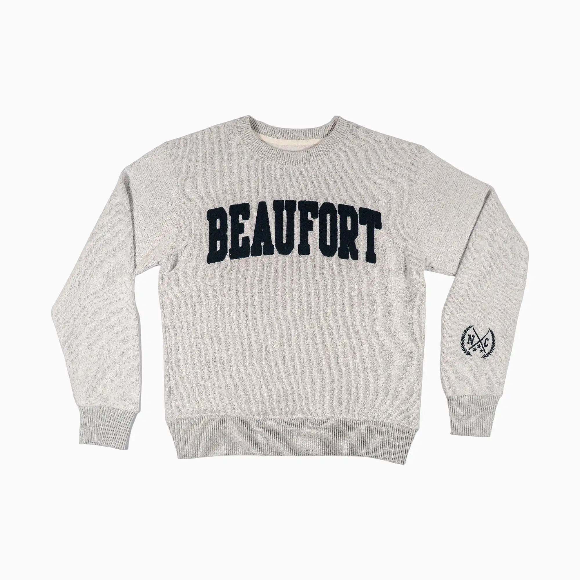 Chenille Applique Embroidered Beaufort Varsity Fleece Crew Sweatshirt