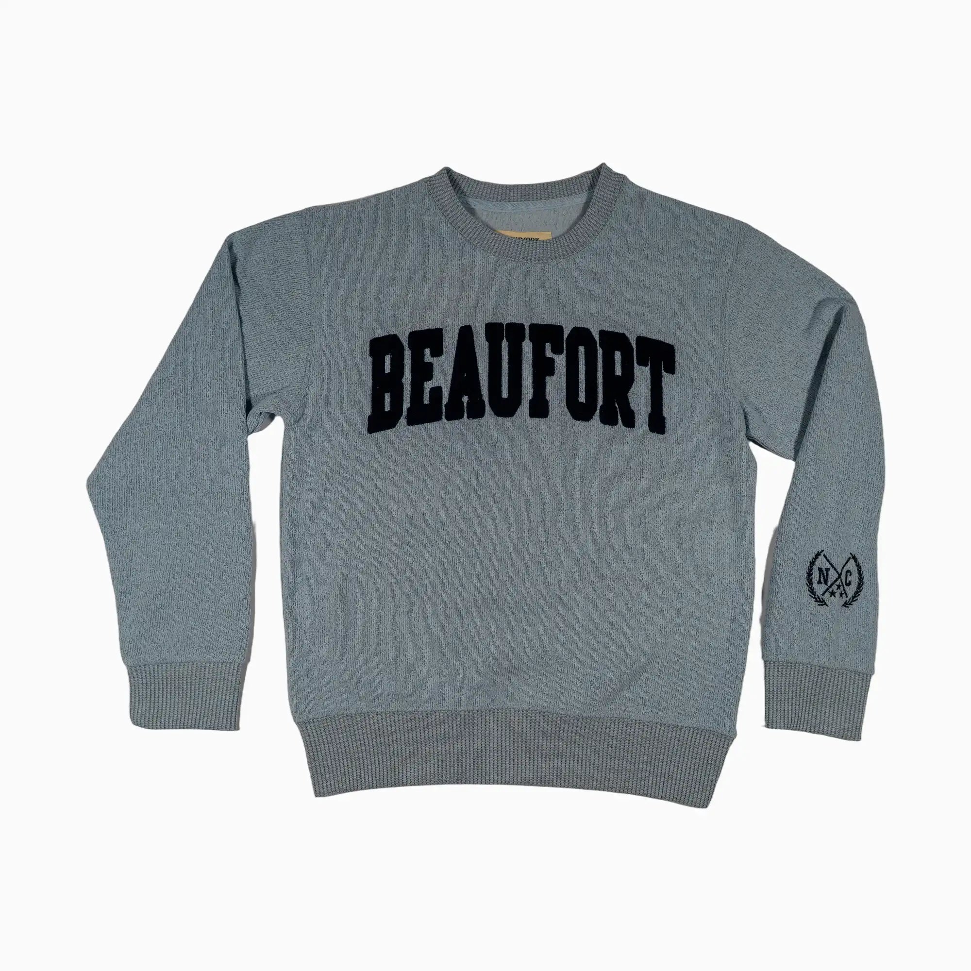 Chenille Applique Embroidered Beaufort Varsity Fleece Crew Sweatshirt