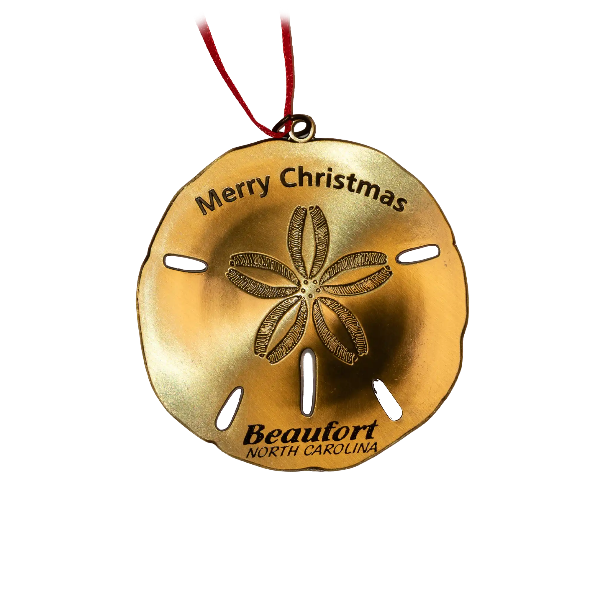 Metal Beaufort NC Sand Dollar Christmas Ornament