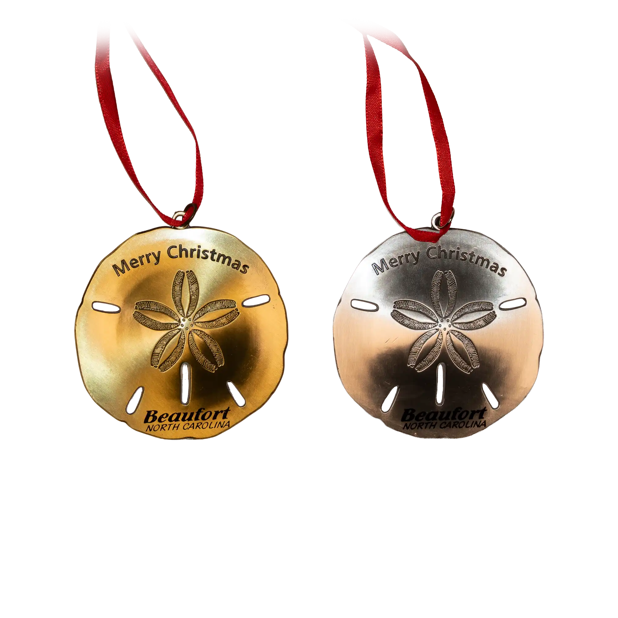 Metal Beaufort NC Sand Dollar Christmas Ornament