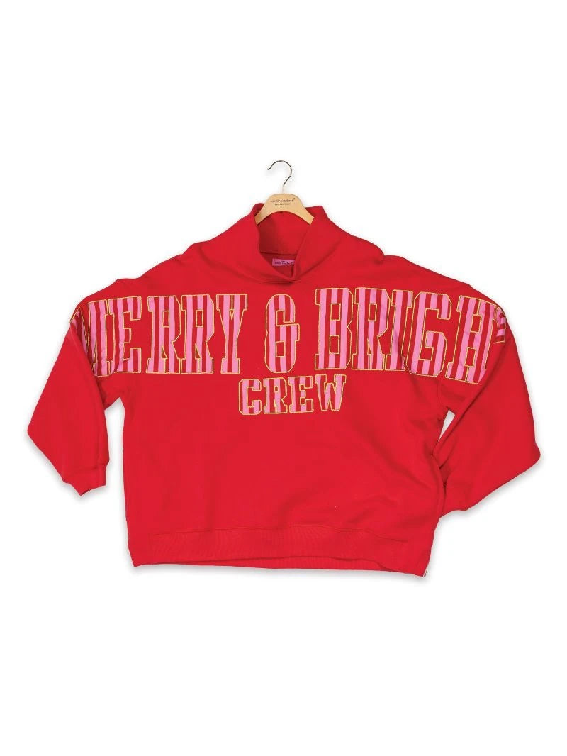 Simply Southern "Merry & Bright Crew" Holiday Mock Neck Sweatshirt 0226-SWTSH-MCK-HOL-MERRY