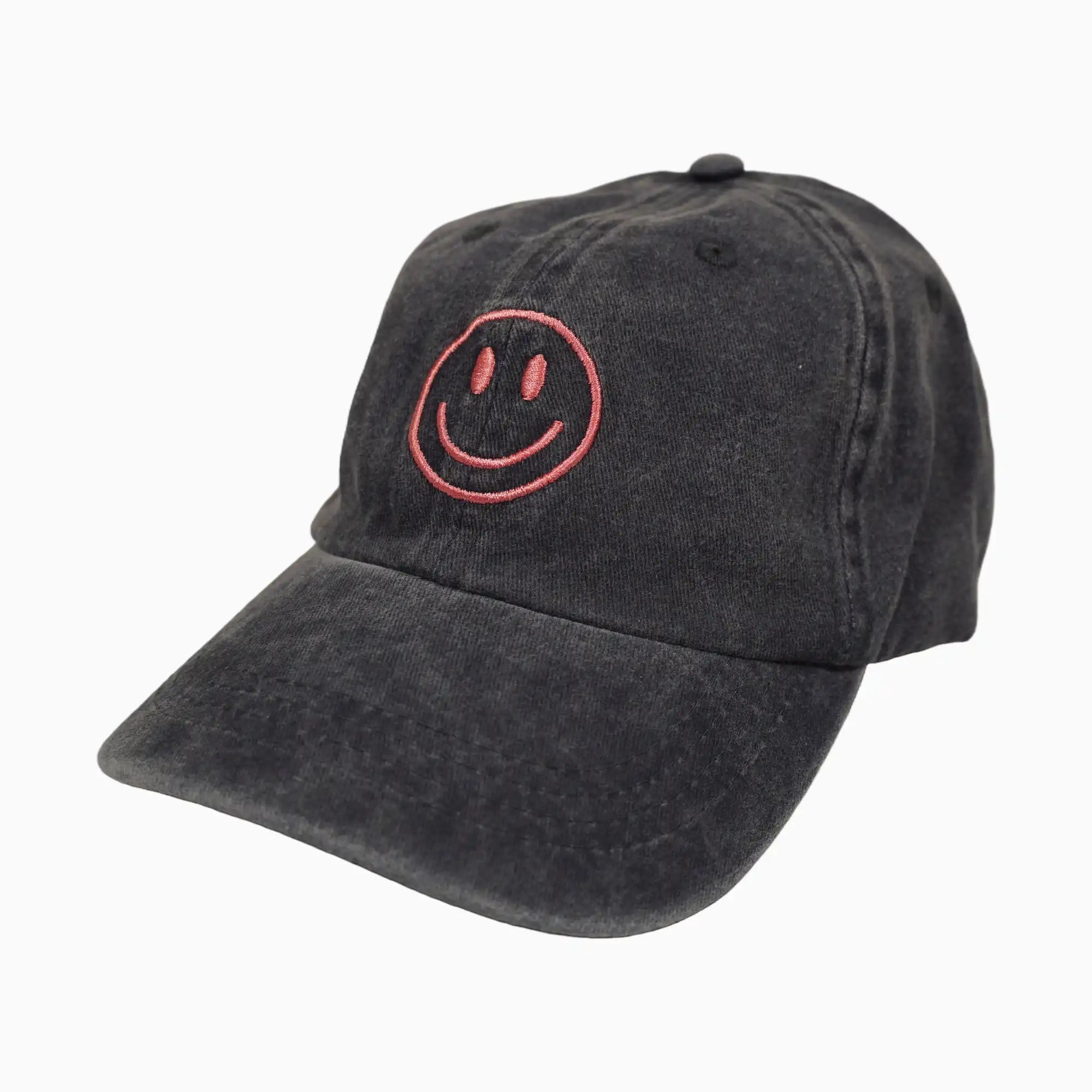 Smiley face Classic Twill Garment Washed Navy Adult Baseball Hat